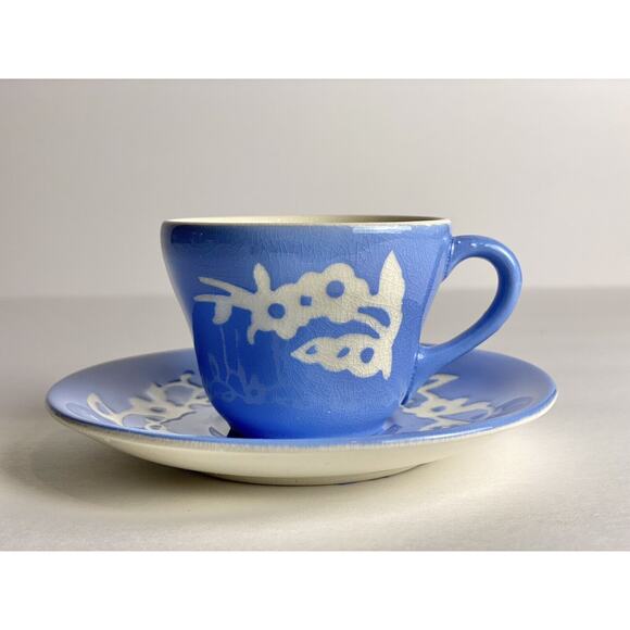 Vintage Cameoware Harker Pottery USA Demi Cup and Saucer c-3.5”x 2” s-5”t - Picture 2 of 13